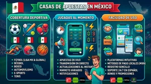 Casas de apuestas en México: cobertura deportiva, jugadas al momento y facilidad de uso